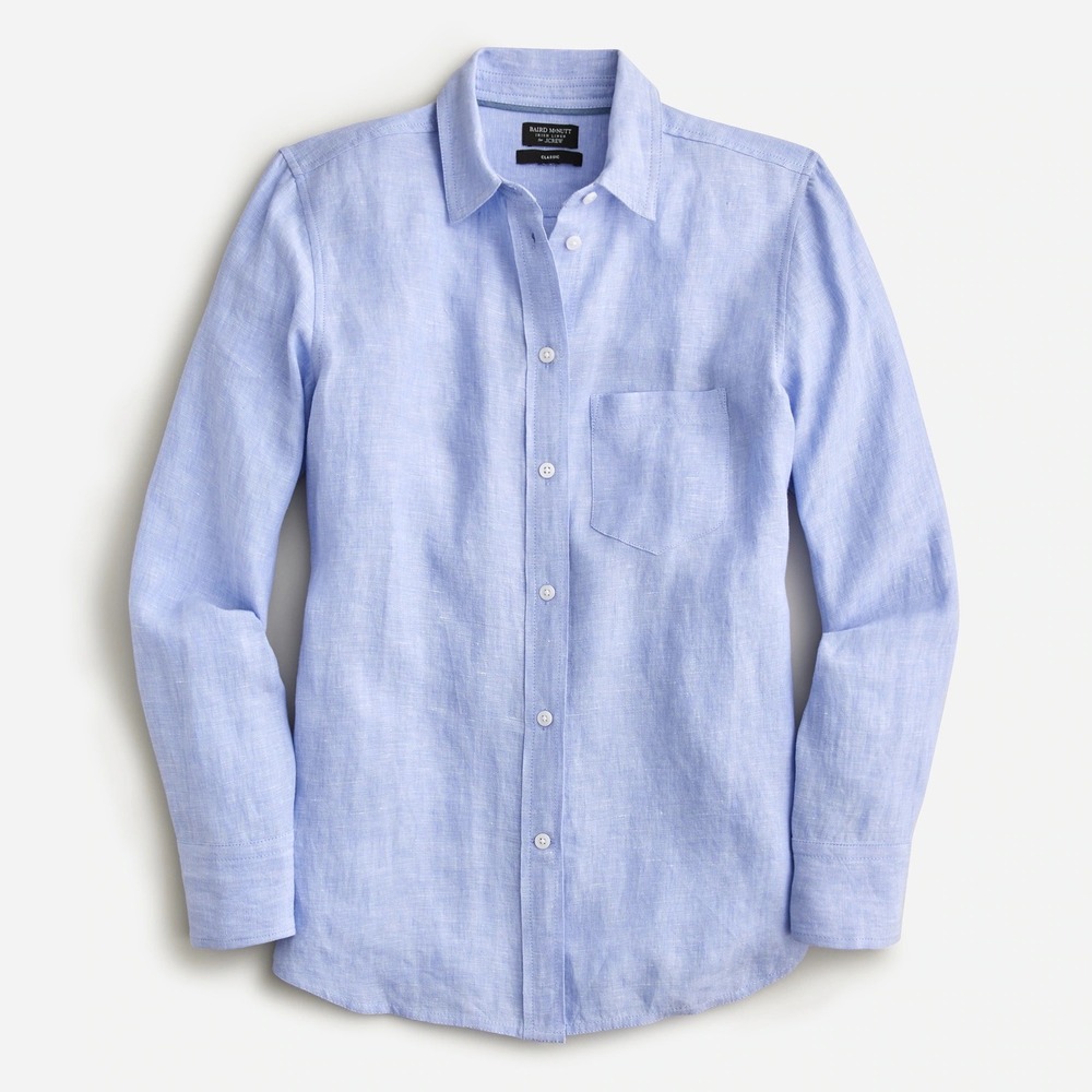 J.Crew Baird McNutt Irish Linen Wren Slim Fit Womens Size 22 Blue Button Down
